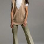 Aritzia NEW  Babaton Sidney Tan Wool Cashmere Deep V Sweater Vest Top Size XXS Photo 0