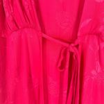 ZARA Women's Floral Jacquard Long Sleeve Tie Waist Long Wrap Dress Fuchsia Sz XS Photo 7