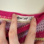 New In Pink and Yellow Crochet Crop Top Tie Shoulder Boho Size S/M Photo 5