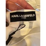 Karl Lagerfeld Shirt Women Medium White Satin Silky Tie Back Blouse NWT Preppy Photo 10