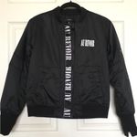Forever 21  Black Bomber Jacket with 'Au Revoir' Detail Photo 1