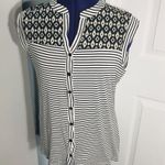 Pleione Sleeveless Black & White Contrasting Stripes Casual Top Size Medium Photo 4