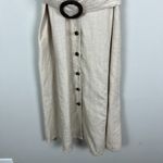 Charter Club Shirt Dress 12 Beige 100% Linen Midi Button Up Belted Short Sleeve Photo 5