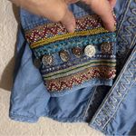 Chico's  Coin Detailed Lightweight Jacket Boho Jean Chambray XLP 3P Embroidered‎ Photo 6