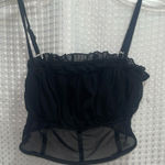 SheIn Cute black mesh babydoll crop top from in a fairy-grunge, milkmaid style. Photo 0