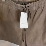 Vince NWT Leather Boxer Drawstring Shorts Suede Concrete Small Photo 8