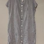 Madewell Stripe-Play Button-Back Tee Grey and White Dress Photo 4
