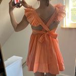 Orangey Coral Ruffled Sleeveless Mini Dress Orange Photo 9