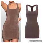SKIMS Size 4X Glitter Swim Cover up Beach Pool Metallic Dress Jasper Brown NET Photo 2