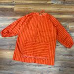 Vintage 60s/70s Stripe Balloon Sleeve Pom Pom Smock Top Orange Photo 5