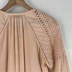 Ramy Brook Winnie Lace Panel Blouse Long Sleeve Tassel Tie Neck Ballet Pink Photo 8