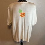 Breckinridge Woman NWT White‎ Floral Knitted Shirt Sleeve Button Sweater Size 2X White Photo 2