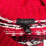 Talbots Joyous Fair Isle red whit black cotton blend Small cardigan nordic Photo 9