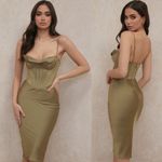 House Of CB House‎ of CB Myrna Olive green Corset Slip Dress size L NWOT Photo 13