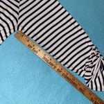 Splendid  cardigan open front long sleeve button tabs 2 pockets navy white size L Photo 8