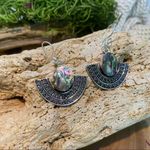 Handmade Abalone shell Silver ethnic style earrings Photo 2