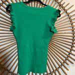 The Workshop Women’s Kelly Green Ruffle Sleeve Knit Top Sleeveless Large Photo 5