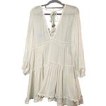 Blue Island NWT  Womens‎ Cream Gold Metallic Layered A-Line Dress Extra Small Photo 5