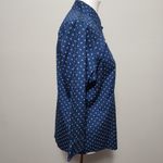 L.L.Bean navy nautical anchor print no iron ¾ sleeve button down size medium Photo 1