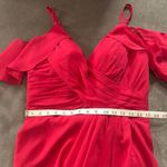 Red Chiffon Off the Shoulder Formal Bridesmaid Dress Corset Back Size 10 NWOT Photo 8