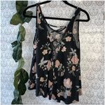 Urban Girl Black Crisis Cross Floral Top Size Medium Flowy Sleeveless cami Photo 1
