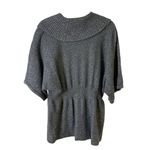 Gauge & Cable XL Gray Metallic Knit Sweater Tunic Cowl Neckline Wide Sleeves Photo 3