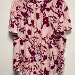 Liz Claiborne Floral Blouse Split Neck Pleated Short Sleeve Top 2X Work Casual Photo 4