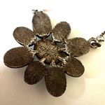 Sterling silver howlite and amber flower pendant necklace Blue Photo 3