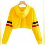 Yellow, Red, & Black Okay Cropped Hoodie (S) Red Photo 1