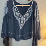 Free People  Chic Embroidered Women's Blouse in Navy Photo 0
