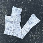 Mododoc Los Angeles Tie Dye Flare Bell Bottom Fold Over Ribbed Knit Pants S NWT Gray Photo 0