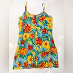 Vintage bright floral summer mini slip dress Size M Photo 6