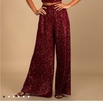 Lulus  Burgundy Sequin Wide Leg Pants Photo 7