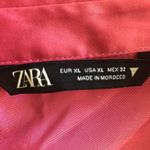 ZARA Mini Dress Valentine's Satin Ruched Bishop Sleeve Tulip Hem Hot Pink sz L Photo 12