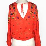 Free People Embroidery puff Sleeves V neck… Photo 3