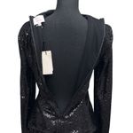 Cinq A' Sept Joan Black Sequins Top Women's Size S Long Sleeve Mock Neck Concert Photo 7