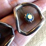 Silver tone crystal mesh clip on vintage estate earrings Photo 2