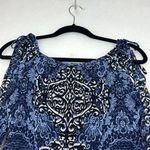 International concepts INC Blue Geometric Cold Shoulder Sleeve Top Sz S Photo 9