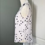 Kate Spade  Sleeveless Bird Print Button Front Blouse Pink Navy Size Small Photo 3