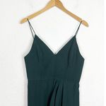 Shona joy Emerald Green Draped Satin Midi Dress Size 6 Cocktail Tulip Hem Photo 4