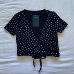 Brandy Melville Black Floral Tie-Front Top Photo 4