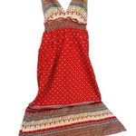 Vintage 1970's Rags by Kressandra Hippie Festival Floral Red Dress Halter XS Photo 0