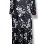 LBISSE Womens Dress Floral Short Sleeve Midi Round Neck Pullover Navy Blue 2X Photo 0