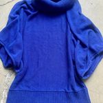 INC International Concepts Royal Blue Batwing Sleeve Turtleneck Sweater Poncho Photo 0