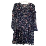 Laundry by Shelli Segal  Navy Floral-Print Ruffle Chiffon Mini Dress Size 8 Photo 6