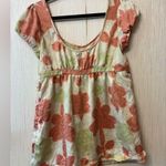 BCBGirls Y2K Floral Babydoll Tunic Puff Sleeve Satin Top M Photo 3
