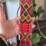 Bohemian Woven Round tooled Leather crossbody with woven Strap NWOT Brown Photo 5