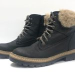 Steve Madden Alaska Faux Fur Black Leather Combat Women Boots Size 6.5 Photo 1