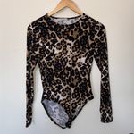 Gaze Leopard Print‎ Long Sleeve Bodysuit Women's Small Brown Photo 3