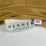 H&M Hennes Size 42 Gold Shimmer Metallic V Neck Halter Open Back Dress Formal Midi Photo 3